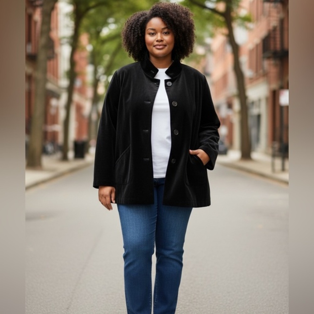 Talbots Women's Elegant Navy Velvet Pea Coat size 12-14